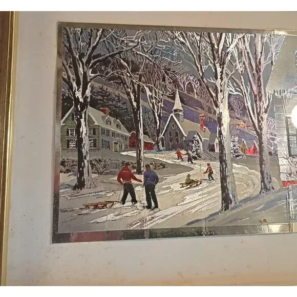 The‎ Seasons: Four Framed Phil Austin Foil Prints 50’s-60’s VTG ART Signed USA - Picture 5 of 14